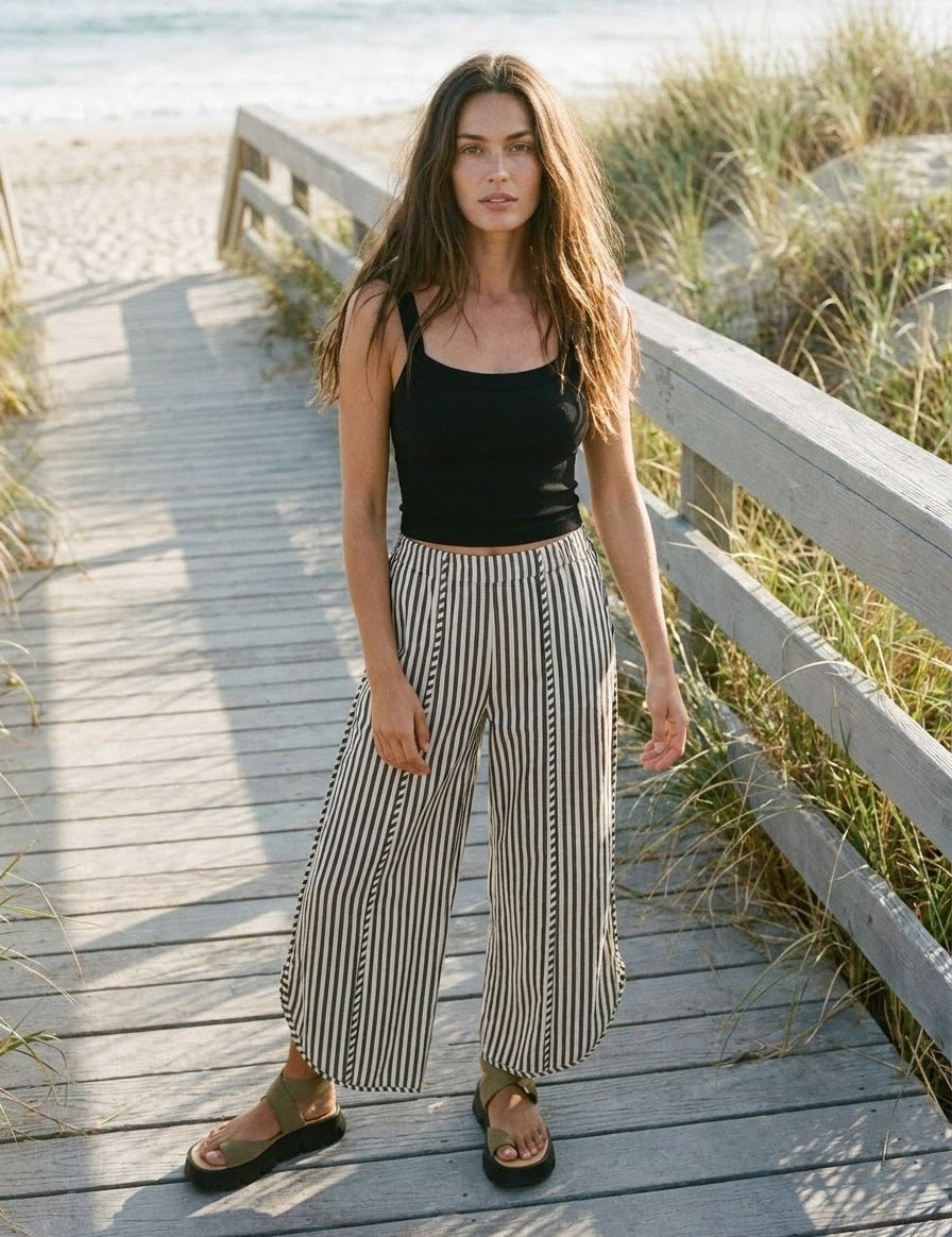 Shoreline Striped Tulip Hem Pants - Westly
