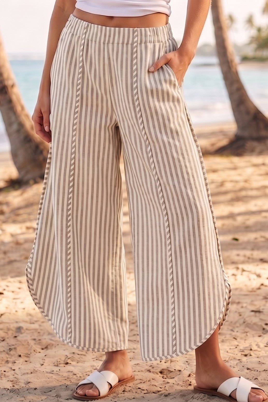 Shoreline Striped Tulip Hem Pants - Westly