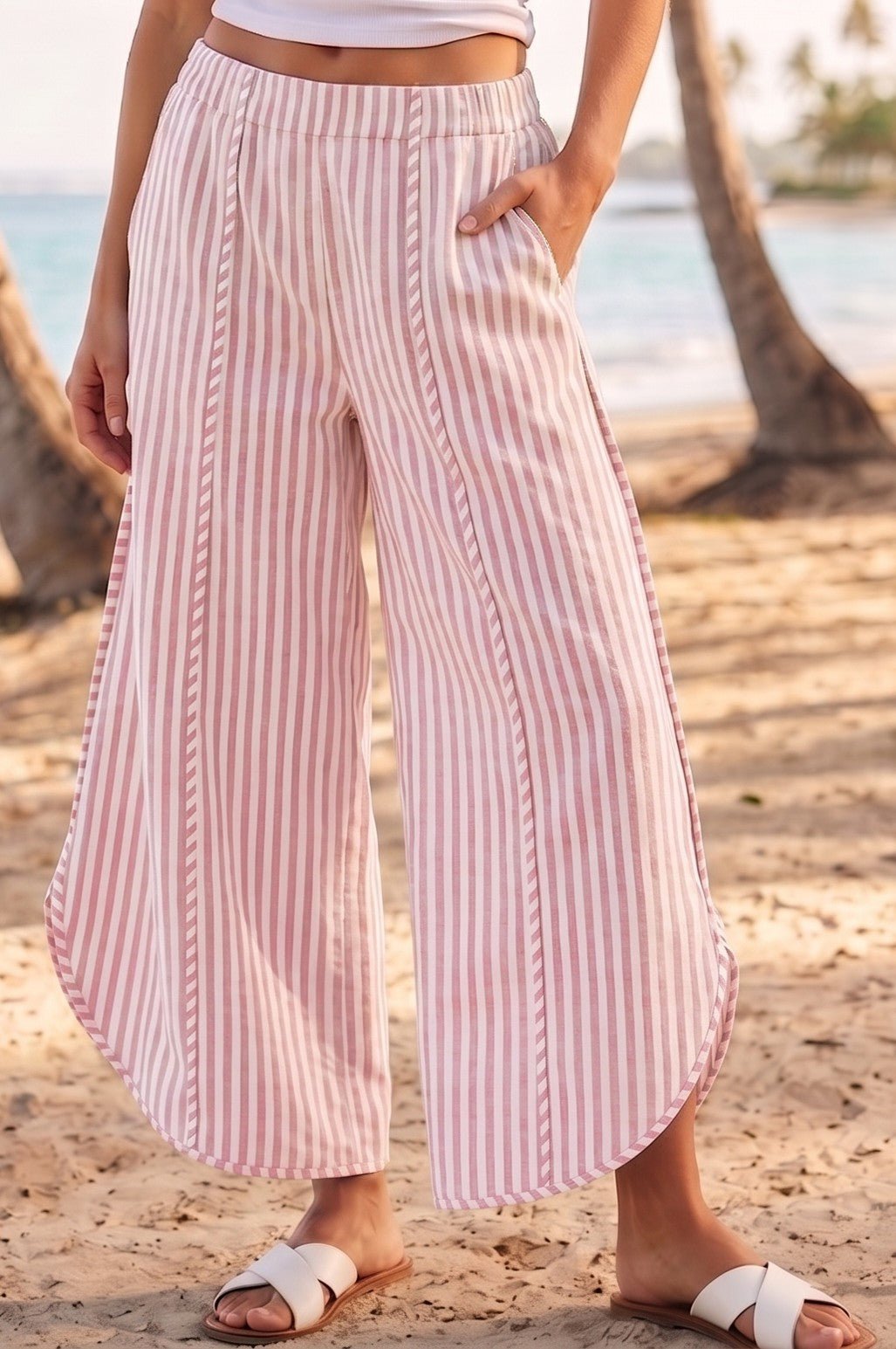 Shoreline Striped Tulip Hem Pants - Westly