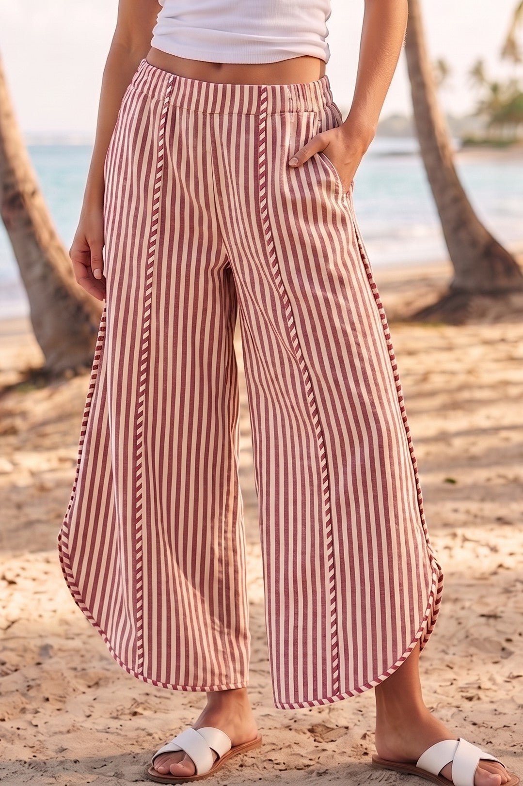 Shoreline Striped Tulip Hem Pants - Westly