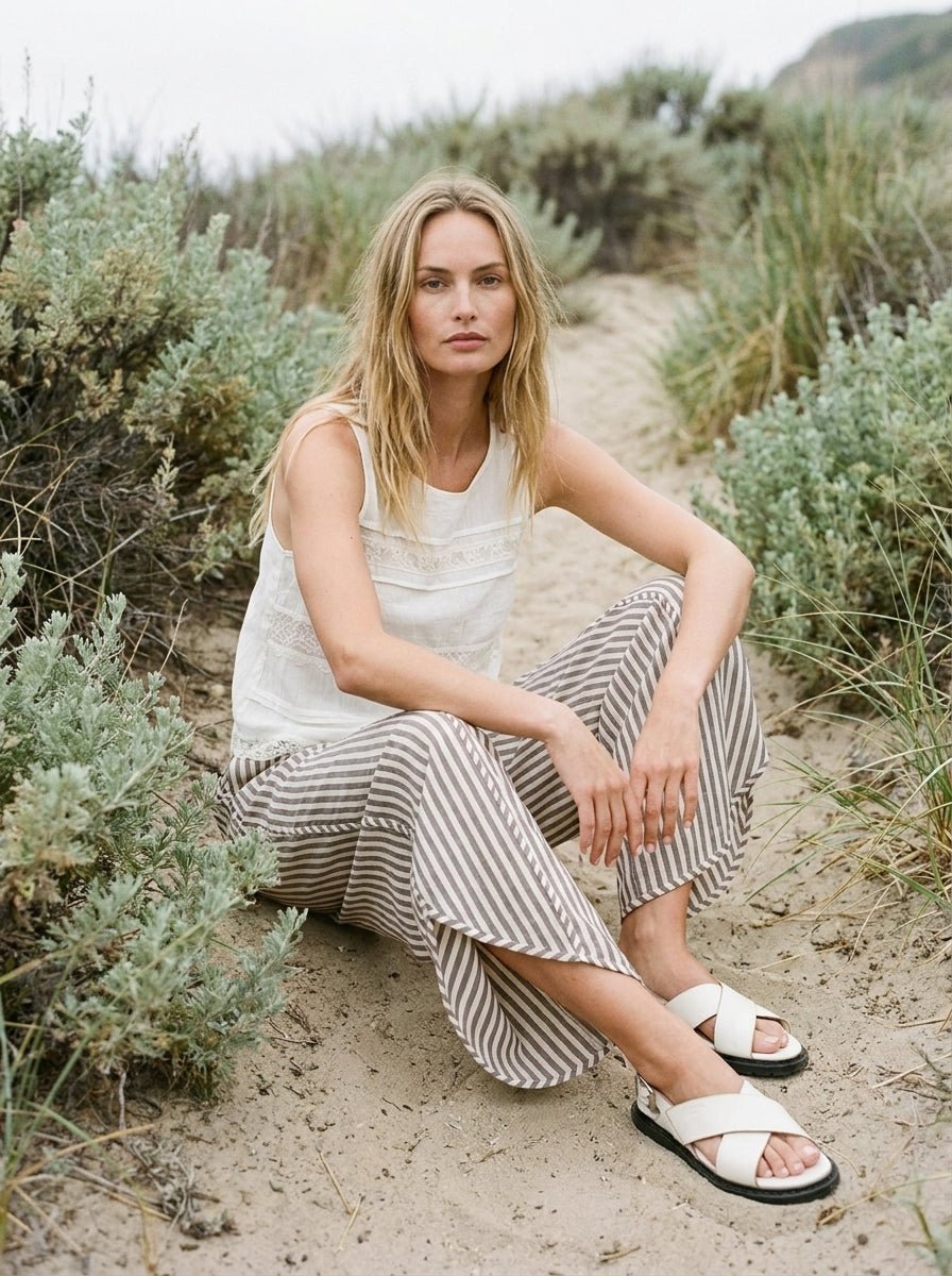 Shoreline Striped Tulip Hem Pants - Westly