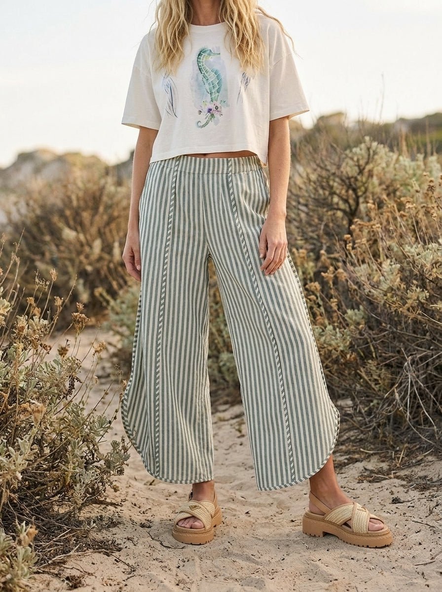 Shoreline Striped Tulip Hem Pants - Westly