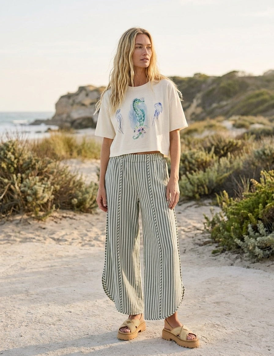 Shoreline Striped Tulip Hem Pants - Westly