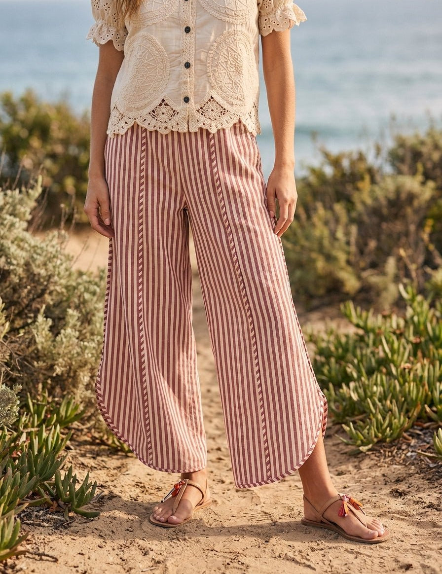 Shoreline Striped Tulip Hem Pants - Westly