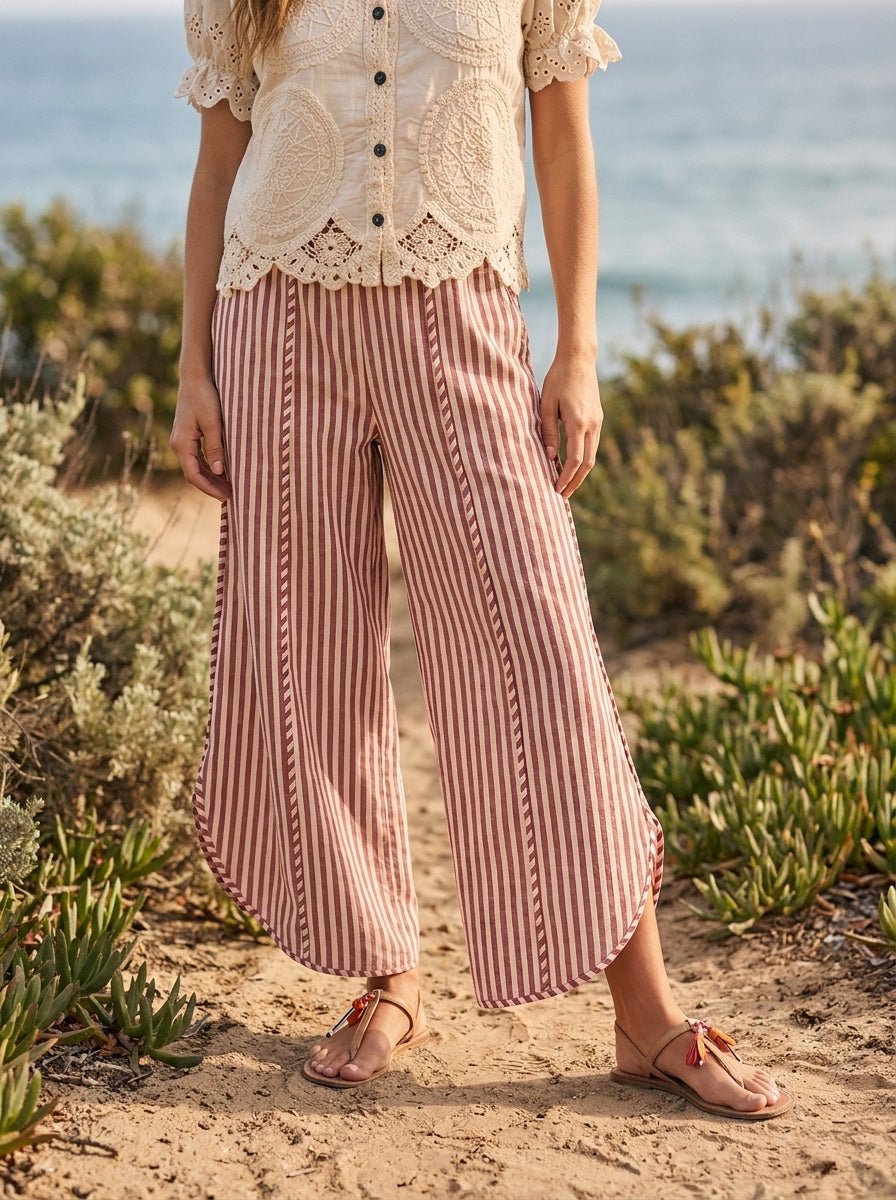 Shoreline Striped Tulip Hem Pants - Westly