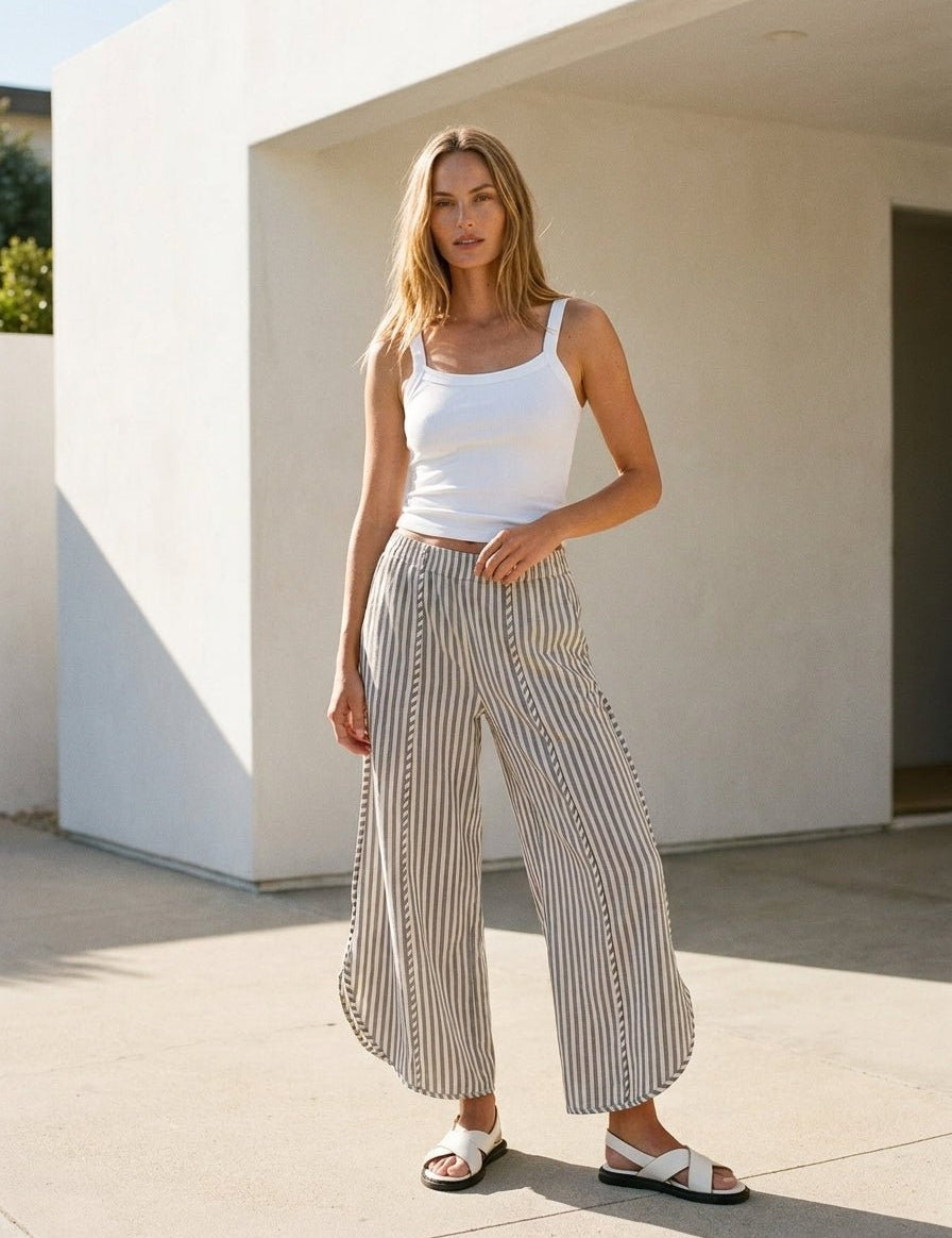Shoreline Striped Tulip Hem Pants - Westly