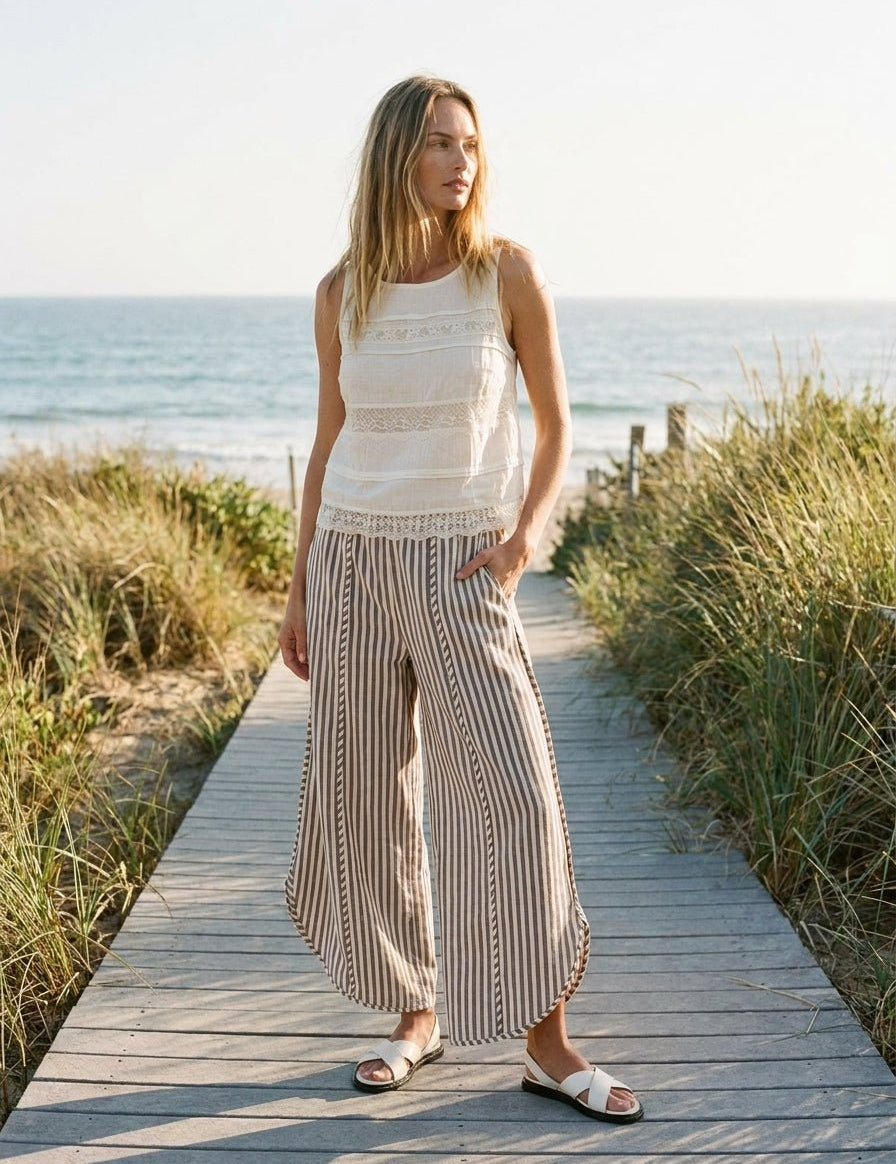 Shoreline Striped Tulip Hem Pants - Westly