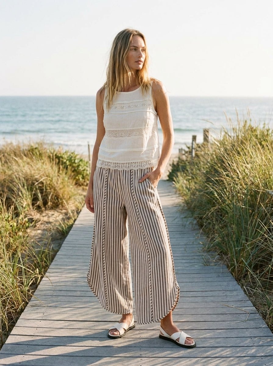 Shoreline Striped Tulip Hem Pants - Westly
