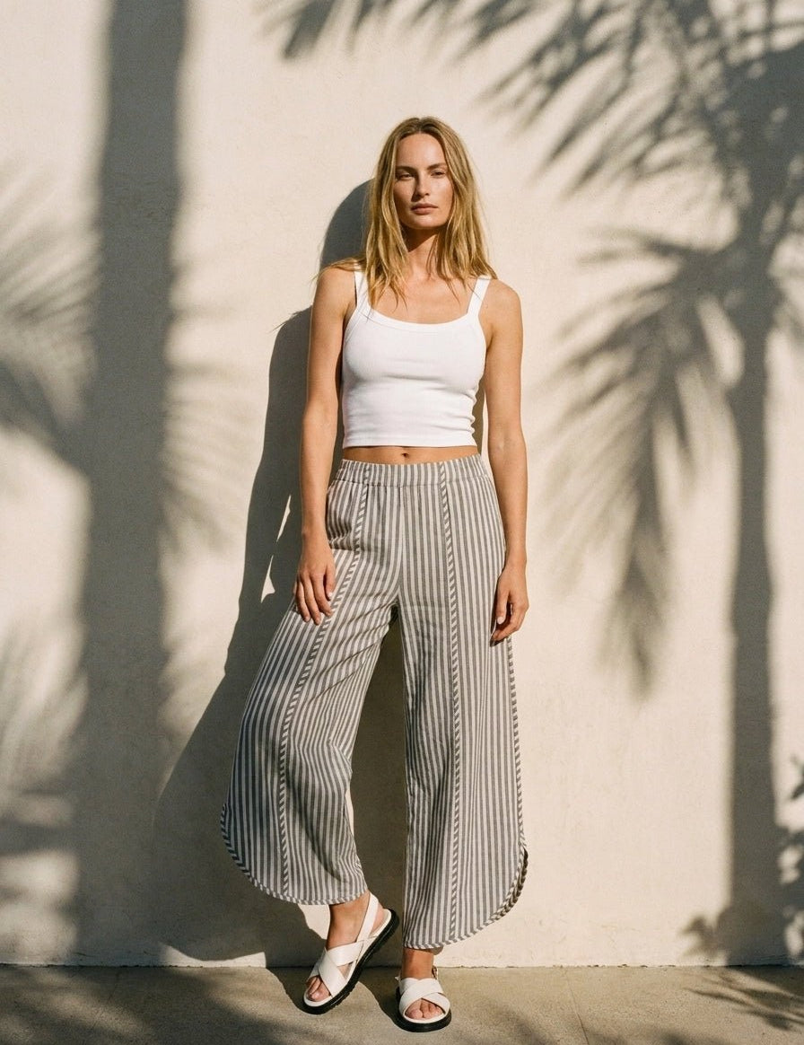 Shoreline Striped Tulip Hem Pants - Westly