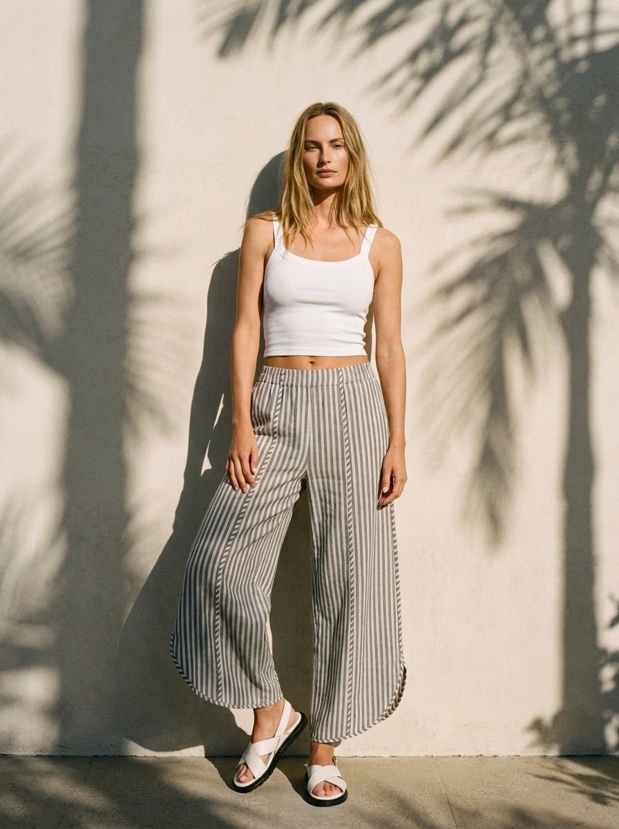 Shoreline Striped Tulip Hem Pants - Westly