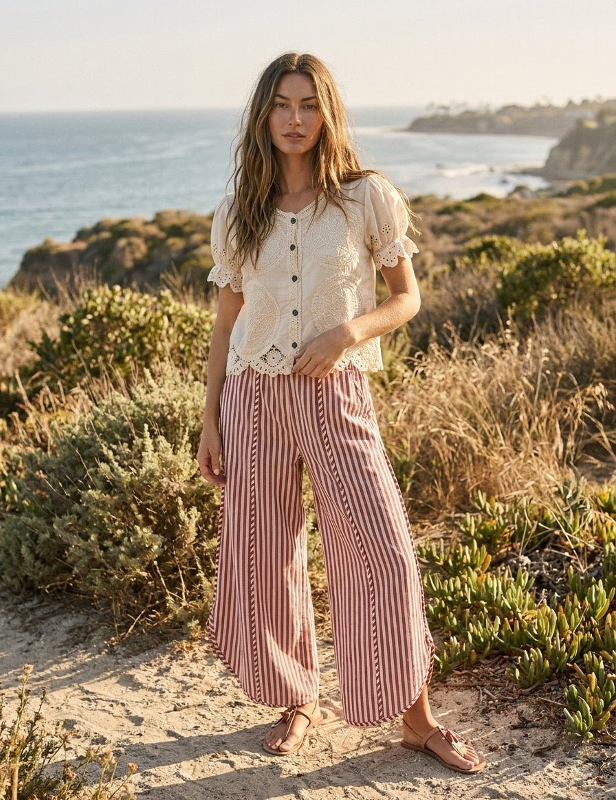 Shoreline Striped Tulip Hem Pants - Westly