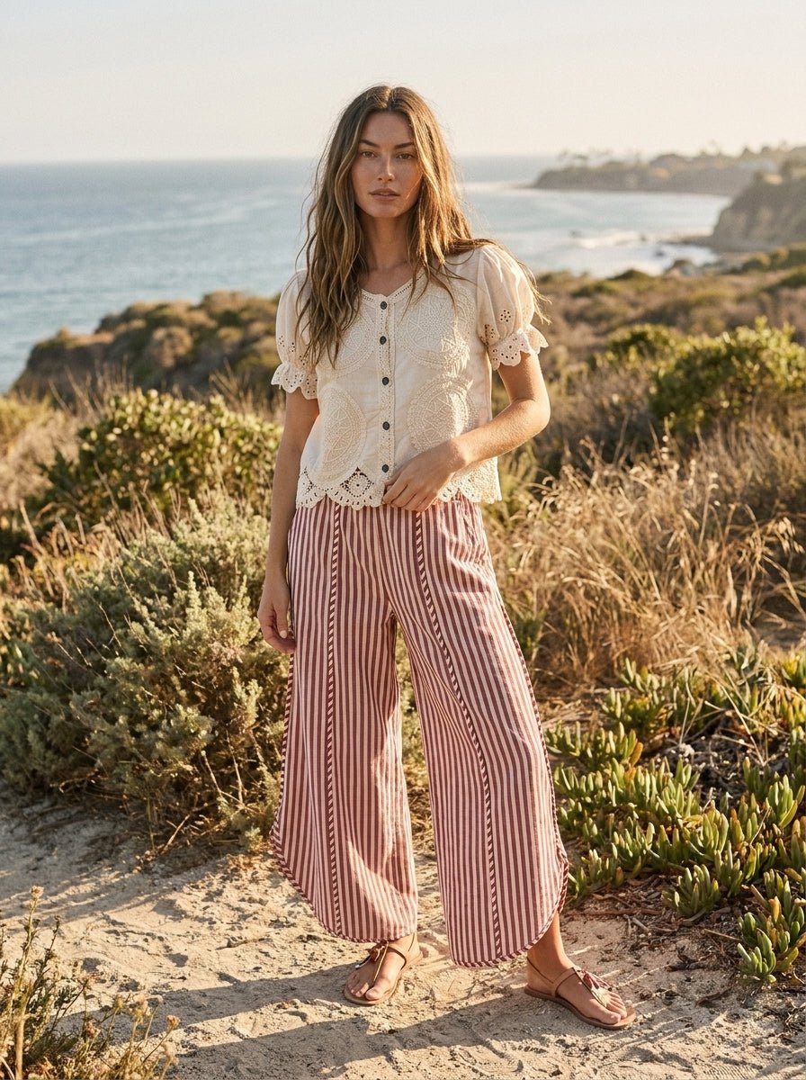 Shoreline Striped Tulip Hem Pants - Westly