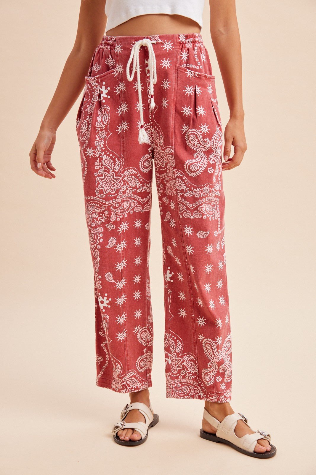 Sienna Bandana Print Barrel Fit Pants - Westly