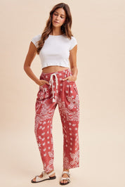 Sienna Bandana Print Barrel Fit Pants - Westly