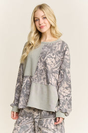 Silver Sage Washed Colorblock Camo Long Sleeve Shirt - Westly