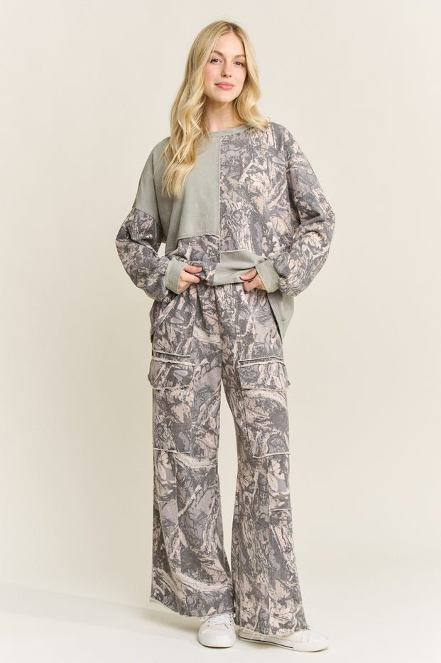 Silver Sage Washed Colorblock Camo Long Sleeve Shirt - Westly