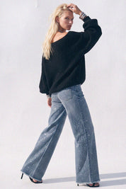 Silverline Rhinestone Straight Jeans - Medium Denim