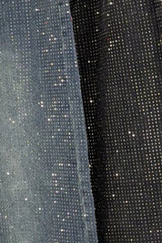 Silverline Rhinestone Straight Jeans - Medium Denim and Washed Black