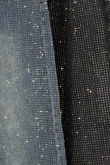 Silverline Rhinestone Straight Jeans - Medium Denim and Washed Black