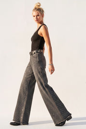 Silverline Rhinestone Straight Jeans - Washed Black