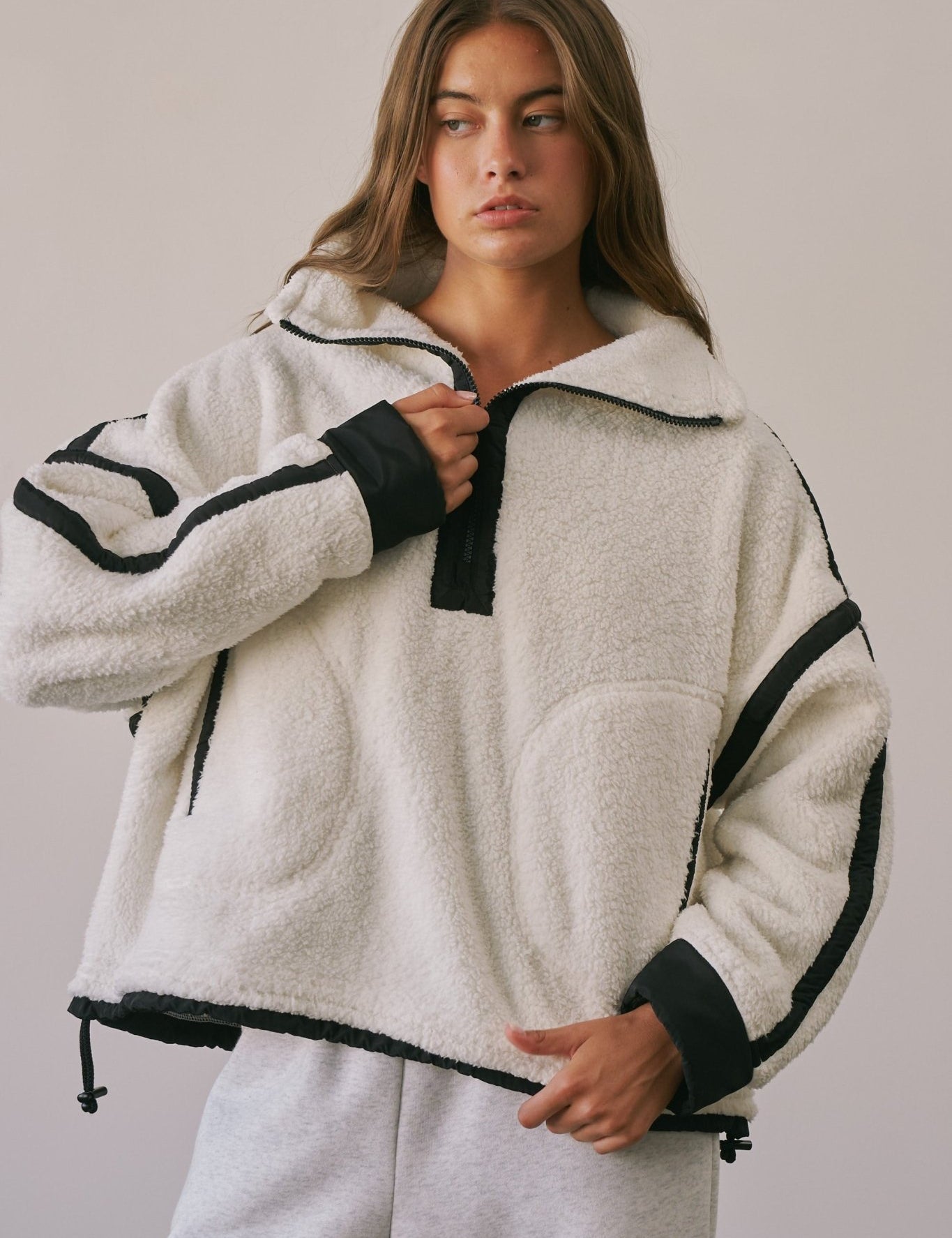 Ski Lodge Contrast Seam Half-Zip Sherpa - Westly