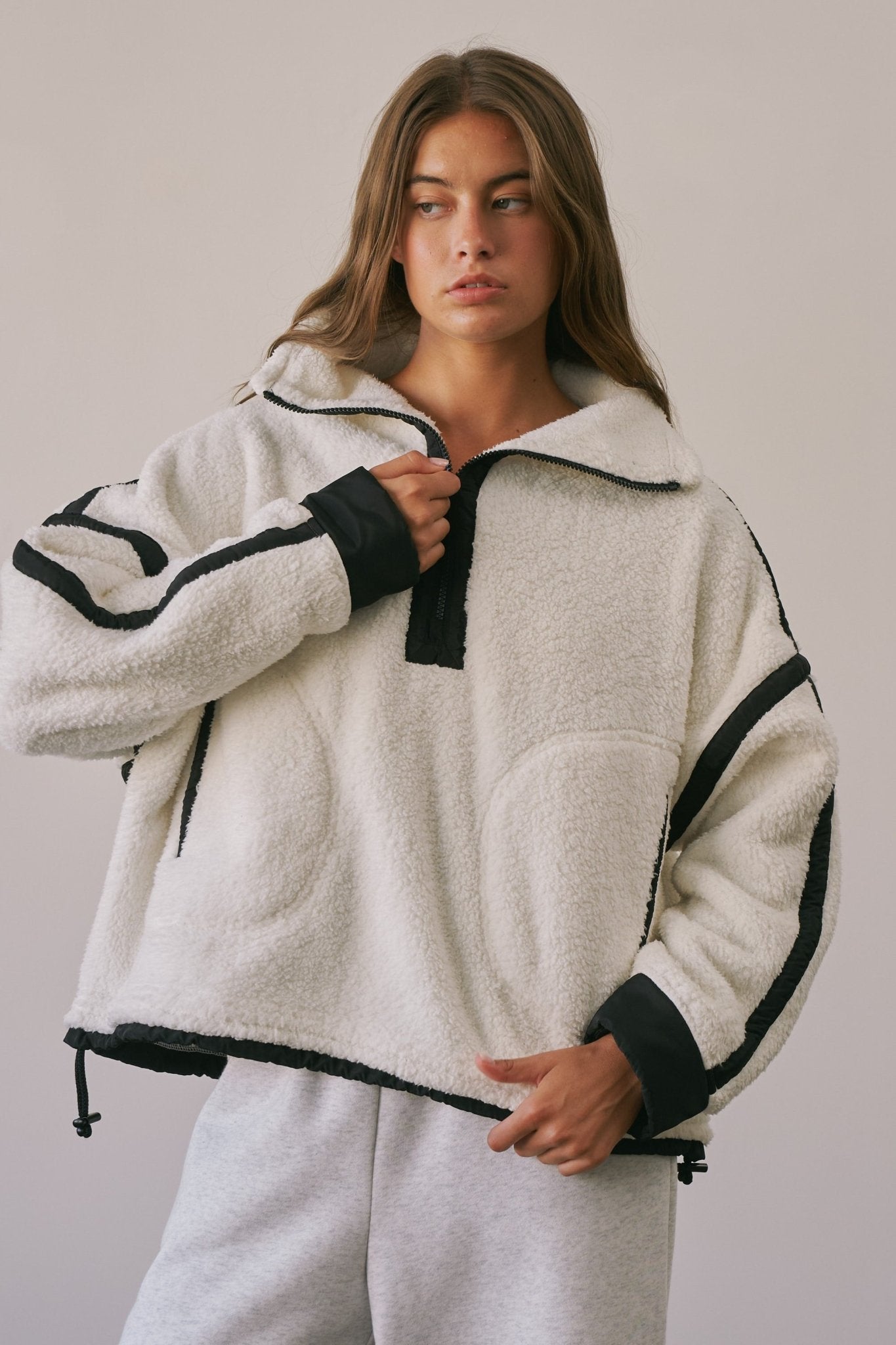 Ski Lodge Contrast Seam Half-Zip Sherpa - Westly
