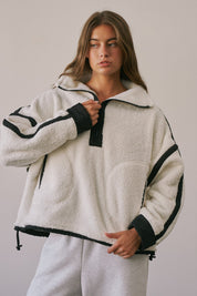 Ski Lodge Contrast Seam Half-Zip Sherpa - Westly
