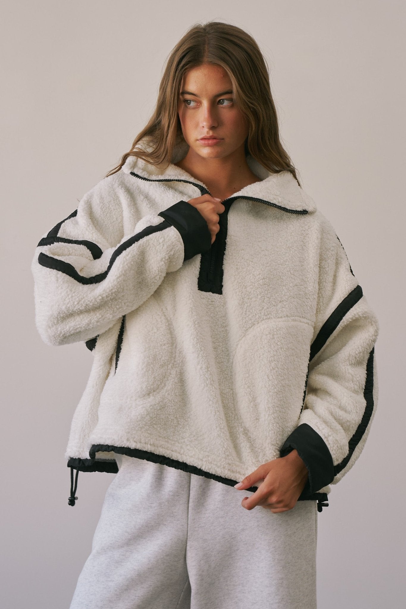 Ski Lodge Contrast Seam Half-Zip Sherpa - Westly