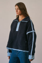 Ski Lodge Contrast Seam Half-Zip Sherpa - Westly