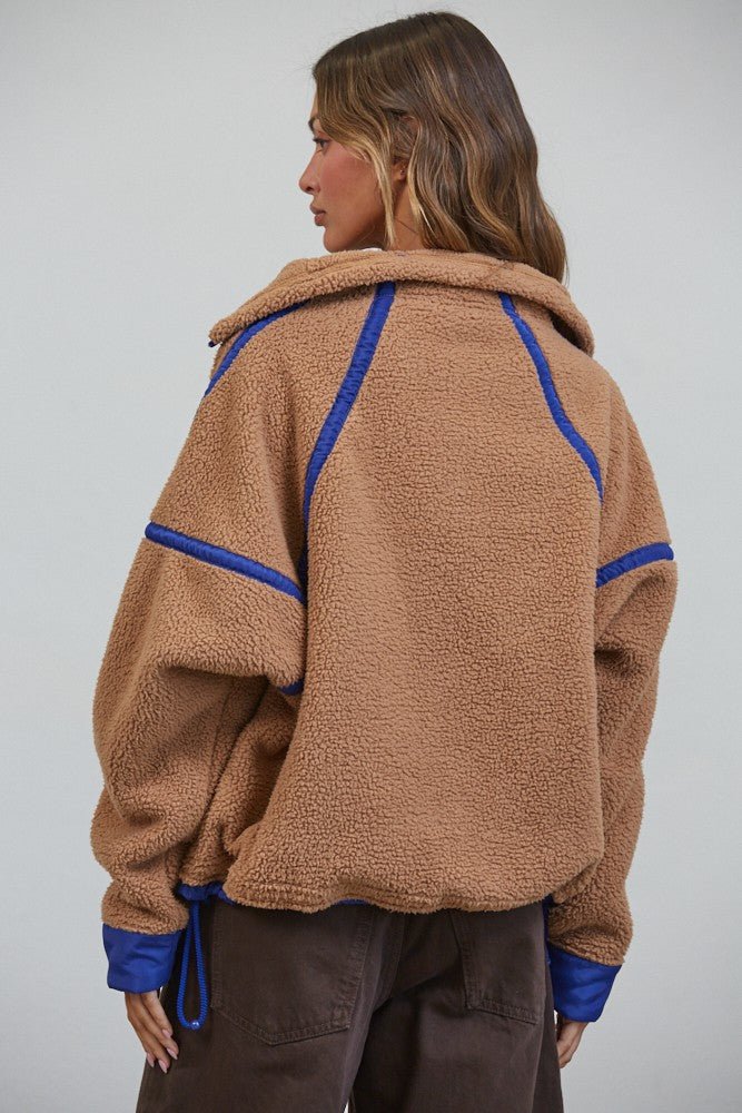Ski Lodge Contrast Seam Half-Zip Sherpa - Westly