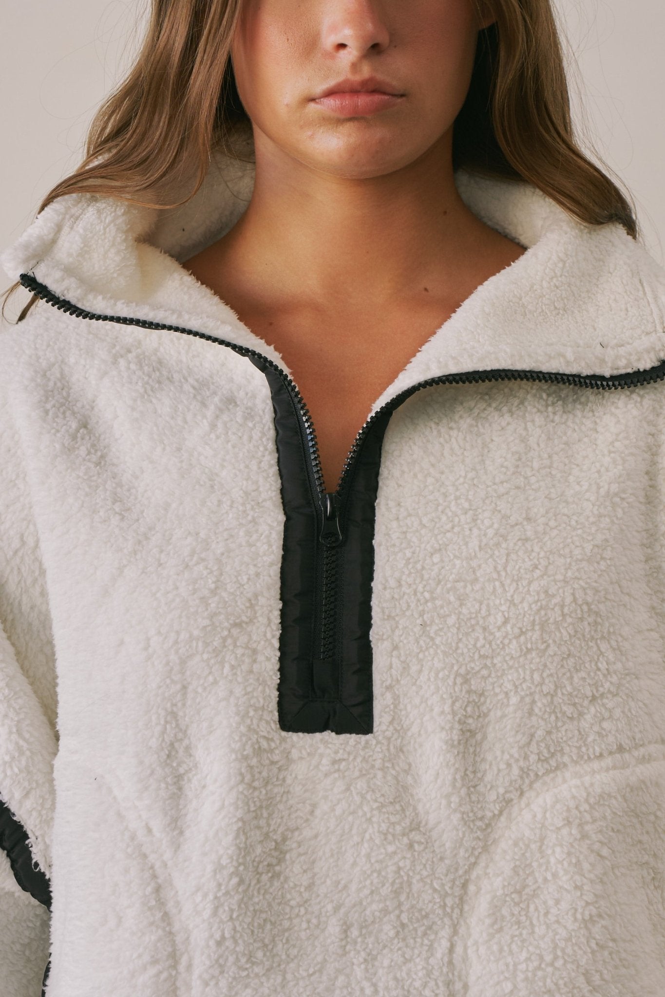 Ski Lodge Contrast Seam Half-Zip Sherpa - Westly