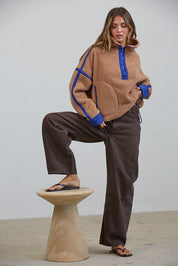 Ski Lodge Contrast Seam Half-Zip Sherpa - Westly