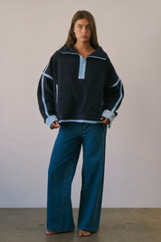 Ski Lodge Contrast Seam Half-Zip Sherpa - Westly