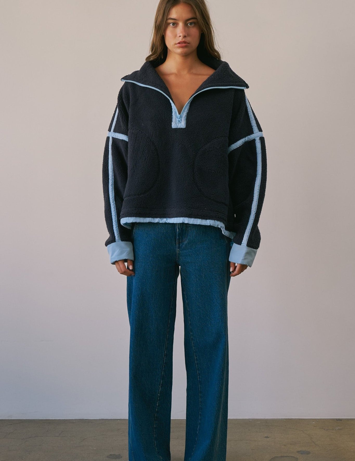 Ski Lodge Contrast Seam Half-Zip Sherpa - Westly