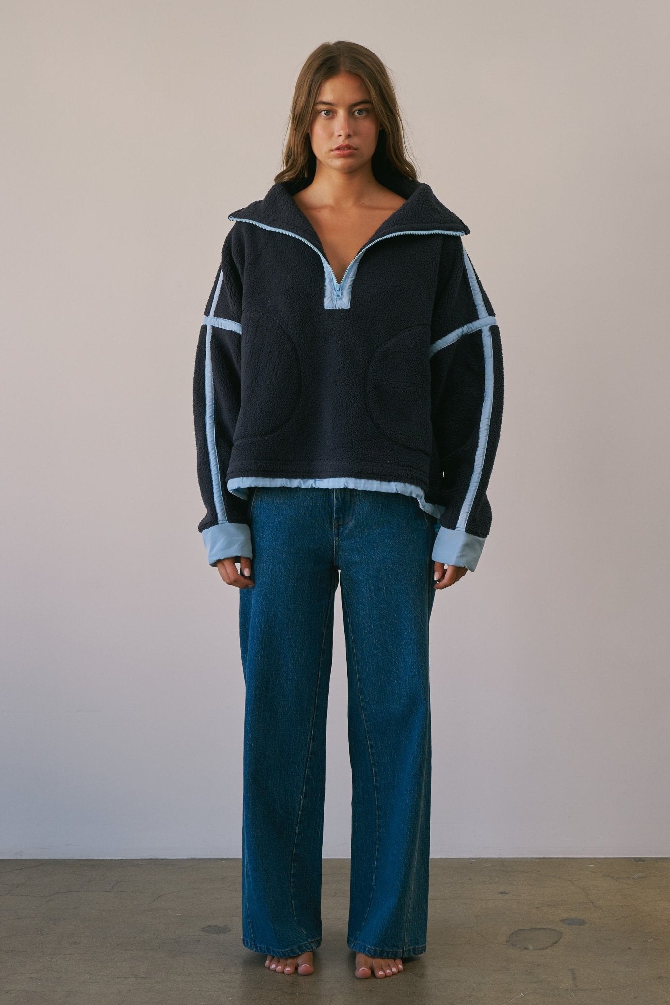 Ski Lodge Contrast Seam Half-Zip Sherpa - Westly