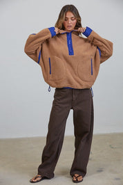 Ski Lodge Contrast Seam Half-Zip Sherpa - Westly