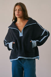 Ski Lodge Contrast Seam Half-Zip Sherpa - Westly