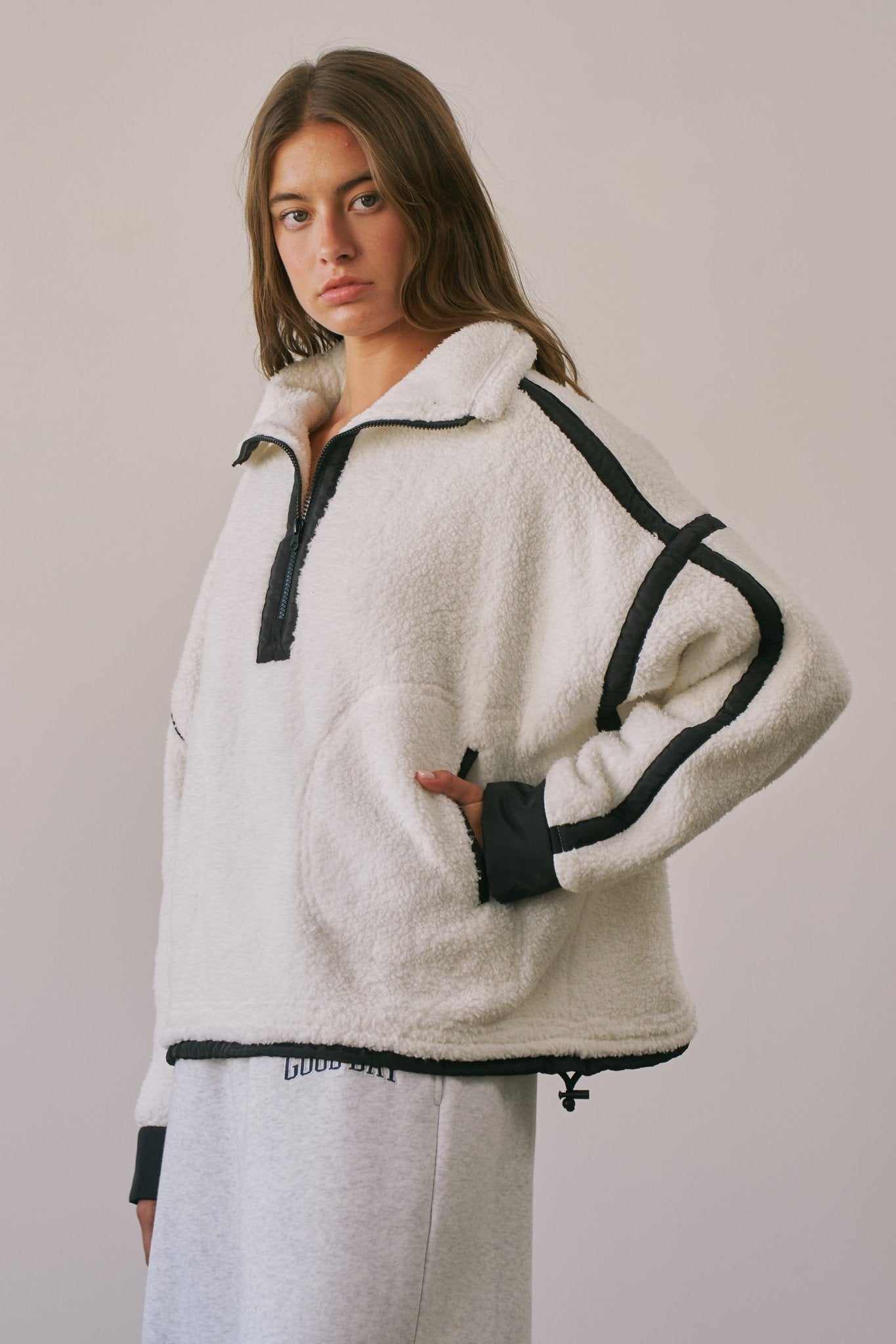 Ski Lodge Contrast Seam Half-Zip Sherpa - Westly