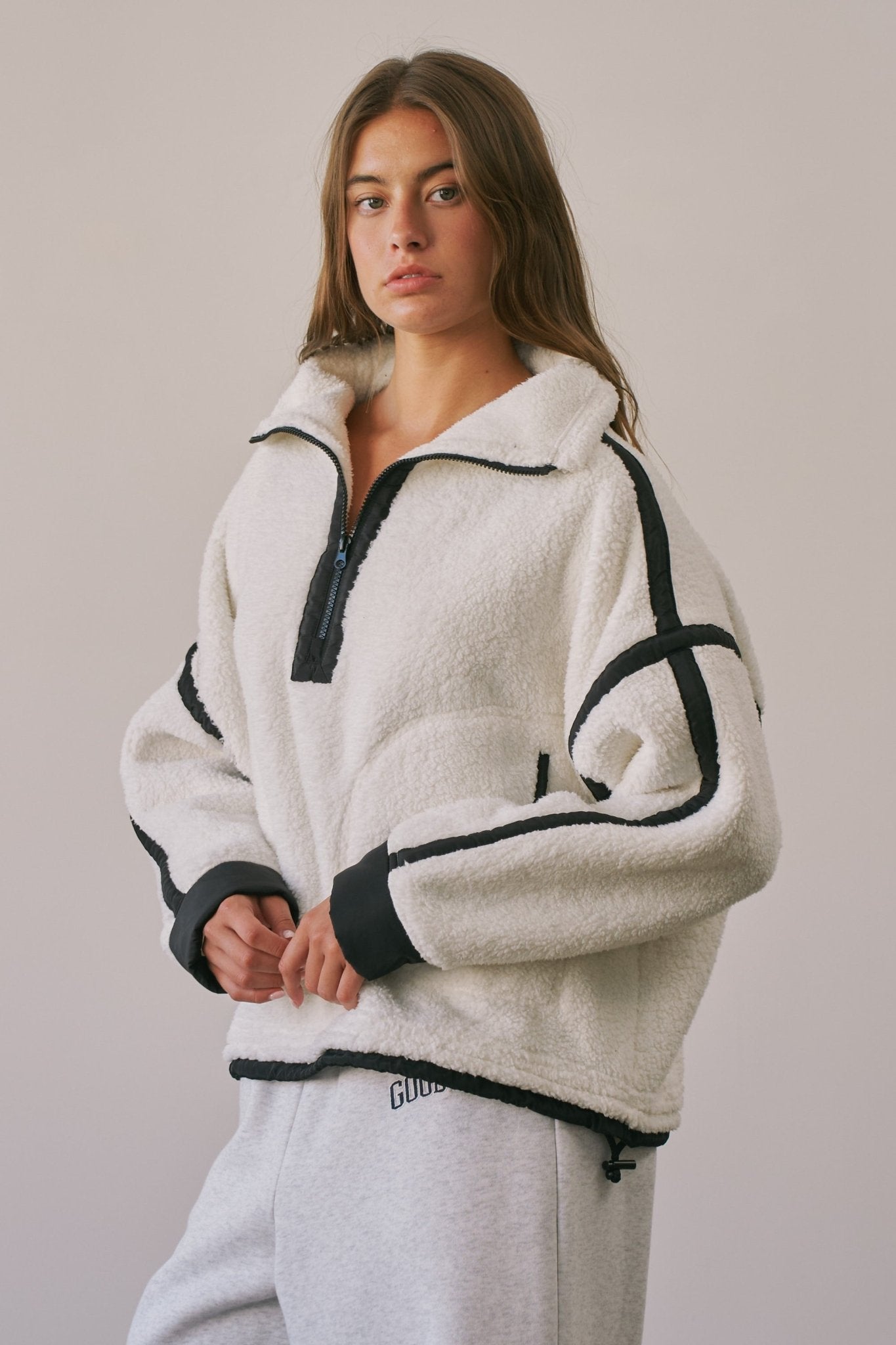 Ski Lodge Contrast Seam Half-Zip Sherpa - Westly