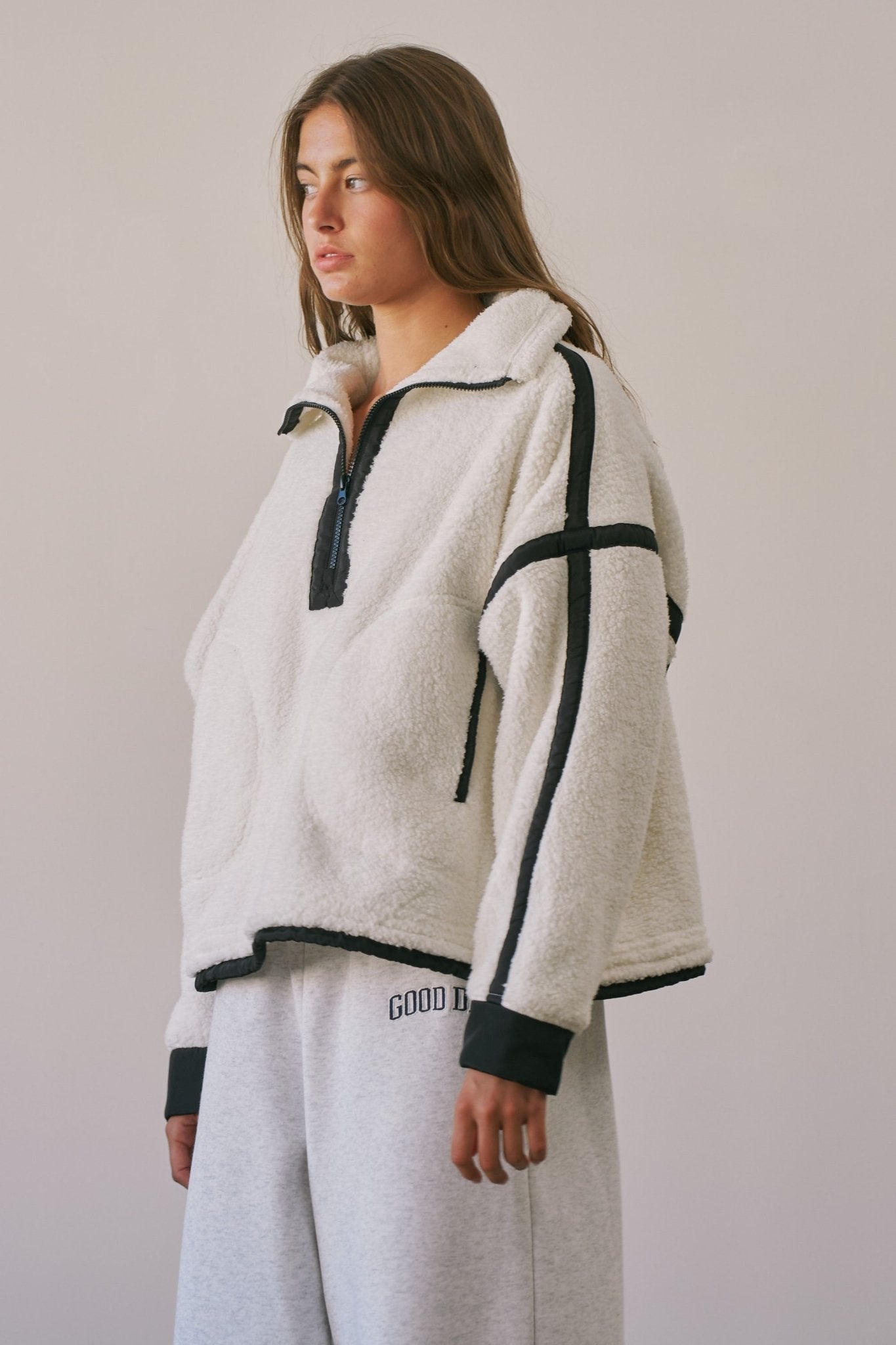 Ski Lodge Contrast Seam Half-Zip Sherpa - Westly