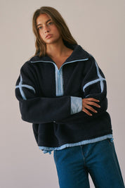 Ski Lodge Contrast Seam Half-Zip Sherpa - Westly