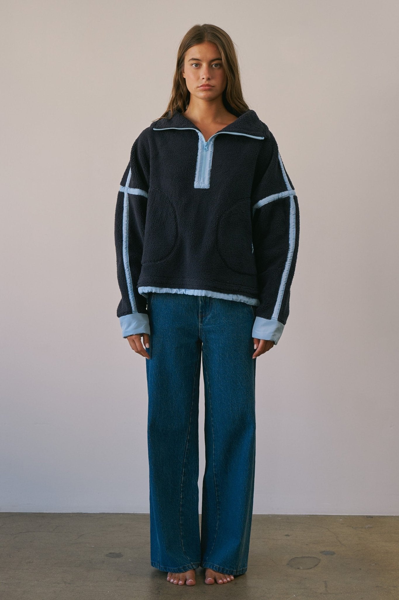 Ski Lodge Contrast Seam Half-Zip Sherpa - Westly