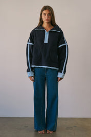 Ski Lodge Contrast Seam Half-Zip Sherpa - Westly