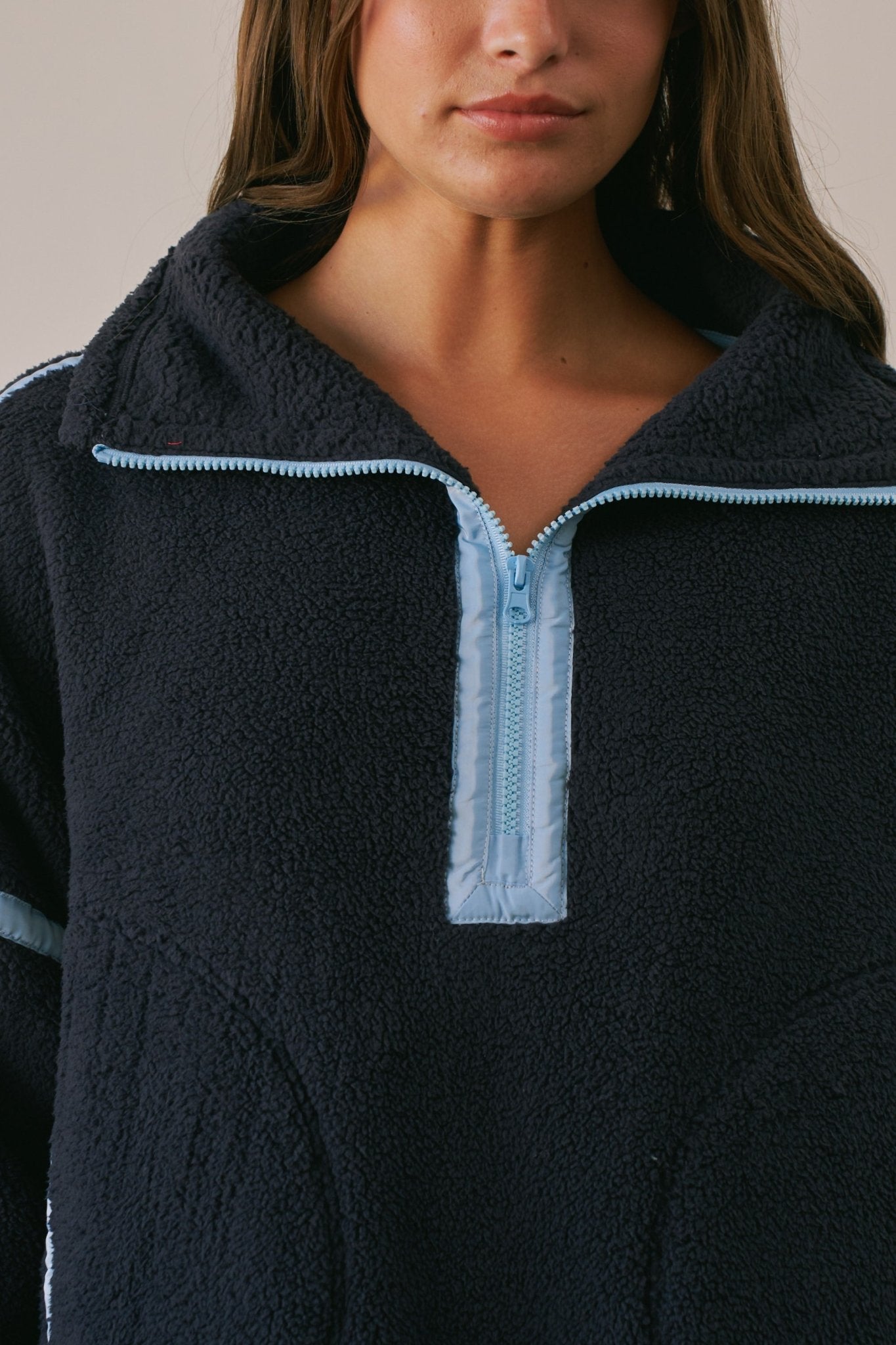 Ski Lodge Contrast Seam Half-Zip Sherpa - Westly