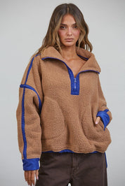 Ski Lodge Contrast Seam Half-Zip Sherpa - Westly