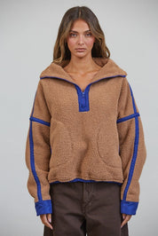 Ski Lodge Contrast Seam Half-Zip Sherpa - Westly