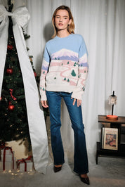 Ski Town Mountain Landscape Knit Sweater - Westly