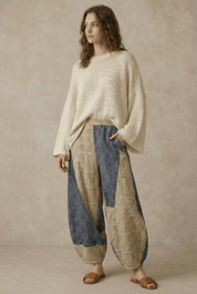 Skylar Textured Grid Patch Balloon Pants - Westly