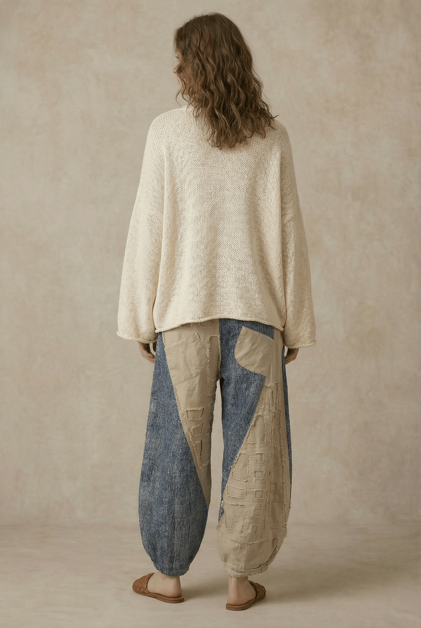 Skylar Textured Grid Patch Balloon Pants - Westly