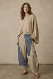 Skylar Textured Grid Patch Balloon Pants - Westly
